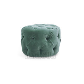 comprar El botón tapizado del terciopelo del verde de los muebles de Seat Ottoman empenachó el taburete de Ottoman del terciopelo Fabricación en línea