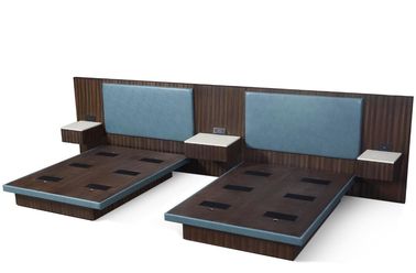 comprar muebles de cinco estrellas del dormitorio del hotel de lujo de la cama de Hyatt con la chapa y la toma de corriente de madera de la cebra Fabricación en línea