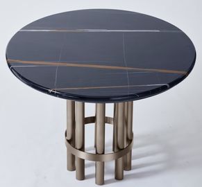 Un buen precio. Tablas portuarias del sitio de Laurent Marble Top Wooden Dining con el final de bronce oscuro con base metálica en línea