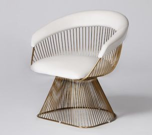 comprar Sofás blancos de la sala de estar de la tela del terciopelo con el metal de cobre amarillo pulido Bas Fabricación en línea
