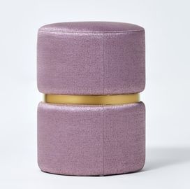 comprar Banco púrpura tapizado ronda de Ottoman del dormitorio de la tela con el parte movible del metal del oro Fabricación en línea