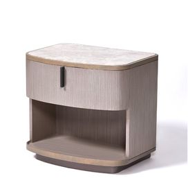 comprar Chapa cortada cuarta Nightstand de madera de roble de las mesitas de noche superiores de mármol naturales del hotel Fabricación en línea