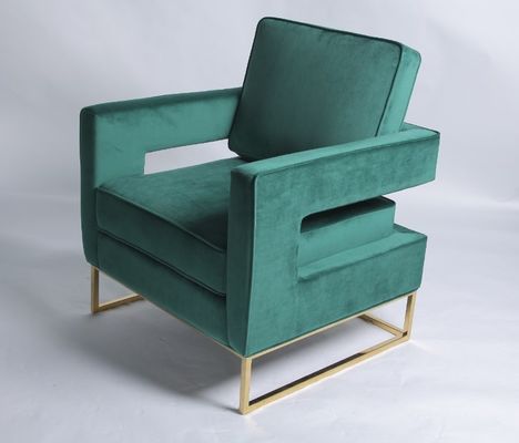 comprar Silla ocasional de acero inoxidable del terciopelo verde de las piernas del oro moderno Fabricación en línea