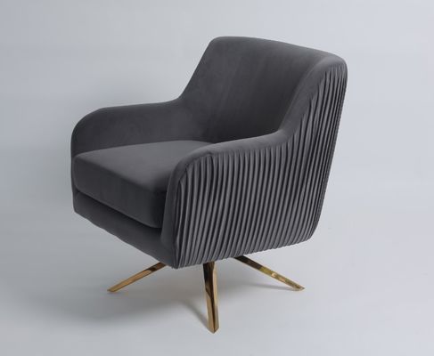 comprar Silla del acento de Grey Velvet Gold Stainless Swivel del europeo Fabricación en línea