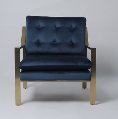 comprar Solo botón profundo de lujo Sofa With Hallow Metal Legs de Blue Velvet Fabricación en línea
