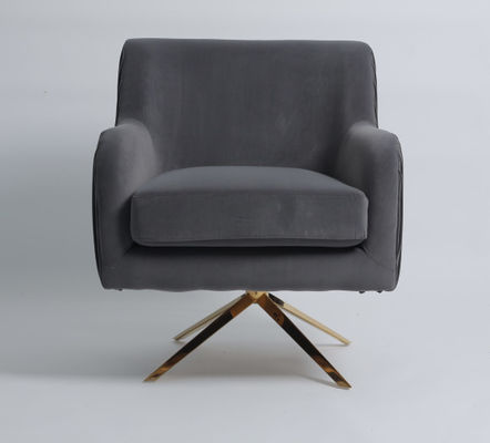 comprar Piernas de acero inoxidables Grey Velvet Armchair moderno del oro Fabricación en línea