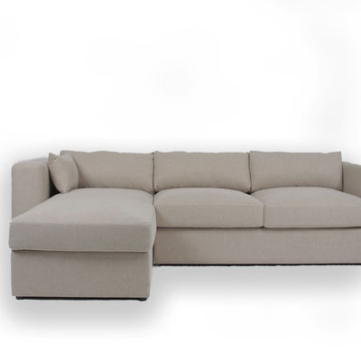 comprar Contemporáneo 3 Seater L sofá seccional del terciopelo blanco de la tela de la forma Fabricación en línea