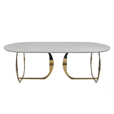 Un buen precio. Mesa de comedor superior de mármol blanca de acero inoxidable moderna 160KG en línea