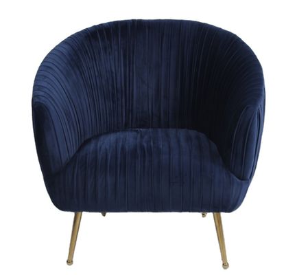 comprar Butaca azul moderna de la tela del terciopelo de los 88CM con las piernas de acero inoxidables Fabricación en línea