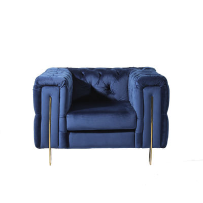 comprar Botón real cómodo de la silla de L108cm Blue Velvet para la sala de estar Fabricación en línea