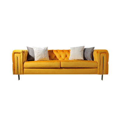 comprar Longitud de acero inoxidable del sofá los 228CM de la sala de estar del estilo de la tela moderna del terciopelo Fabricación en línea