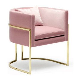 comprar Base de acero inoxidable tapizada terciopelo moderno de la silla del rosa Fabricación en línea
