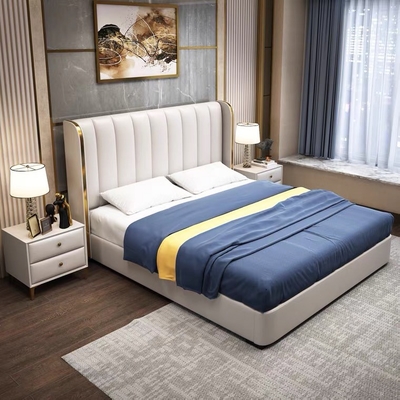 comprar Muebles modernos de cuero de lujo ligeros del dormitorio del hotel de la cama matrimonial cama de la boda de 1,8 m Fabricación en línea