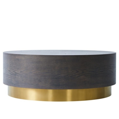 Un buen precio. Base de acero inoxidable redondeada superior de madera del oro de la mesa de centro de la sala de estar en línea