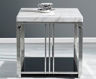 Un buen precio. Marco metálico superior de la mesa de centro de la sala de estar del cuarzo blanco con de acero inoxidable pulida en línea