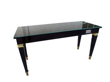 Un buen precio. Alto lustre Sheen Glass Top Writing Table para el hotel de cinco estrellas, Ebony Wood Veneer en línea