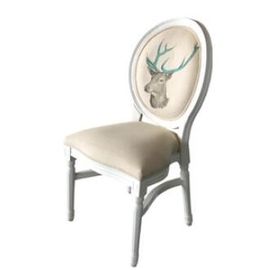 Un buen precio. Sillas francesas apilables del comedor de los muebles, sillas de cena de madera sólidas de la tela de lino en línea