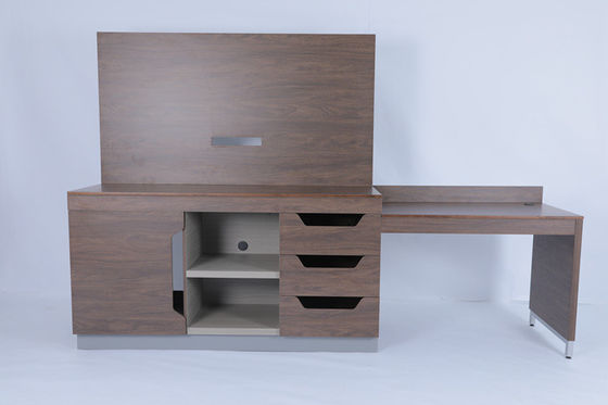 Un buen precio. Cuarto de dormir moderno personalizado panel de televisión lineal expansivo y gabinete de escritorio para el hotel Hilton en línea