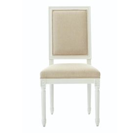 Un buen precio. Silla de cena de madera de roble de madera de la tela de lino natural blanca del marco en línea