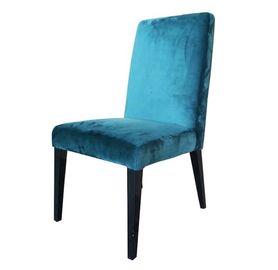 Un buen precio. Silla de cena de madera de la tela azul del terciopelo del diseño moderno 2018 en línea
