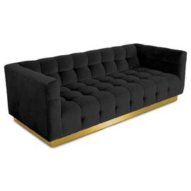 Un buen precio. Sofá clásico de lujo de la sala de estar del terciopelo del negro del recliner de los muebles europeos con con base metálica de oro en línea