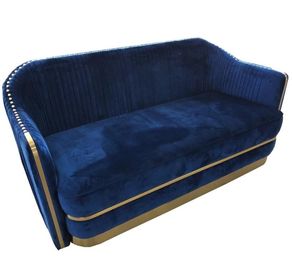 Un buen precio. Sofá con base metálica de Chesterfield de la tela de la venta del oro azul luxuty caliente del terciopelo con los neilheads del oro para la sala de estar o la sala de reunión en línea
