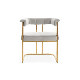 Un buen precio. Tela blanca con base metálica de la PU del estilo de la galjanoplastia de cobre amarillo de alta calidad americana del oro que cena la silla de los apoyabrazos en línea