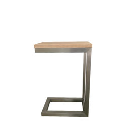 Un buen precio. Mesa de centro lateral cepillada de la pequeña chapa de madera del marco de madera de la pierna del níquel para la sala de estar en línea