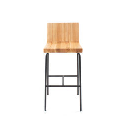 Un buen precio. Manche el marco metálico moderno de la parte posterior de madera sólida de los taburetes de bar de la altura contraria baja de acero en línea
