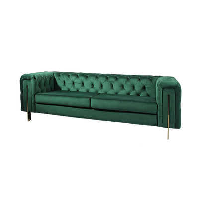 Un buen precio. Botón de alta densidad Sofa With Metal Base del terciopelo de Seater de la sala de estar 3 de la espuma en línea