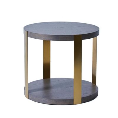 Un buen precio. Mesa de centro de acero inoxidable superior de madera los 72x64cm robustos de la ronda de lujo en línea
