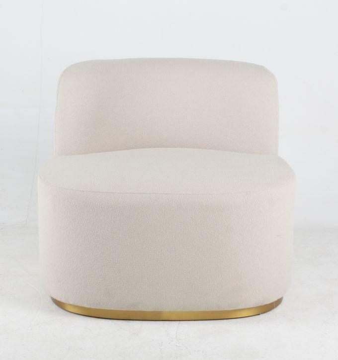 Estilo moderno de la tela de la sala de estar de la ropa rizada del acento de la silla blanca del ocio 3