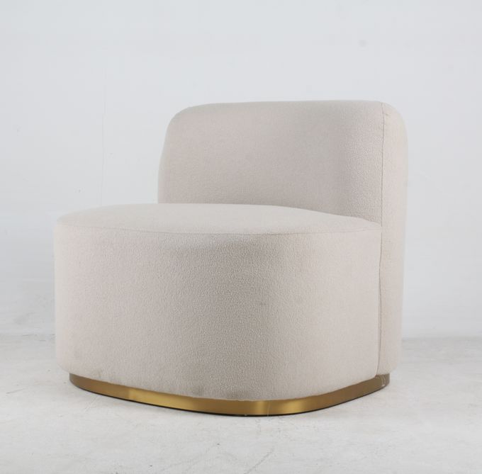 Estilo moderno de la tela de la sala de estar de la ropa rizada del acento de la silla blanca del ocio 2