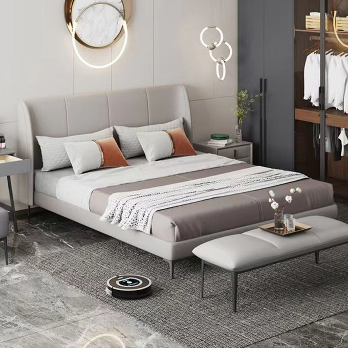 Muebles del dormitorio del hotel de lujo de la cama individual con la cama de cuero de madera sólida 1