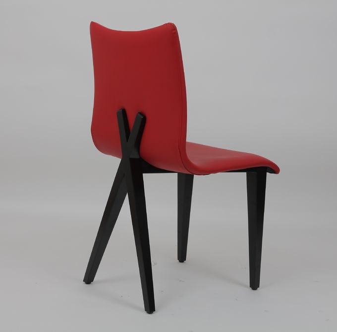 Metal de cena de cuero de la silla del restaurante nórdico de la tapicería de Lxury rojo 1