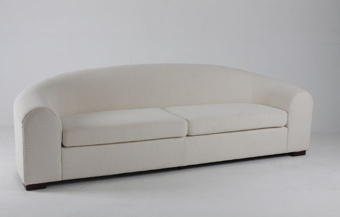 Sala de estar blanca de lujo y moderna Sofa With Wooden Legs de la ropa rizada 2