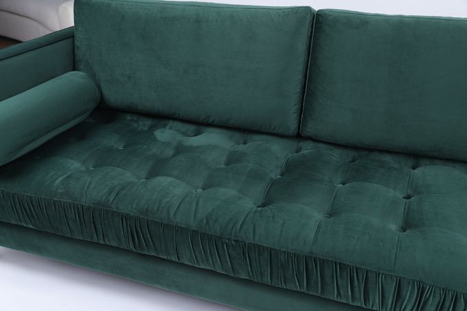 Tela industrial retra 3 Seater Sofa Homestay Light Luxury Green del terciopelo del estilo 0
