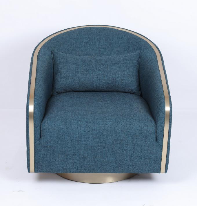 Sofá de sillón de salón individual de tela azul cómodo moderno para dormitorio de hotel 1