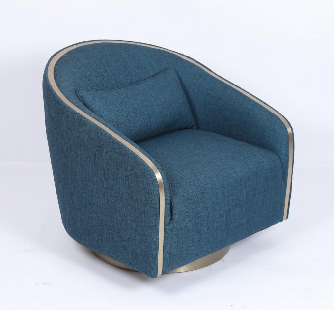 Sofá de sillón de salón individual de tela azul cómodo moderno para dormitorio de hotel 0