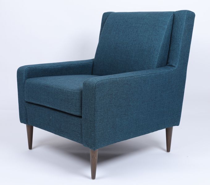 Butaca Sofa Wood Frame Modern Comfortable de la tela azul de la sala de estar sola 1