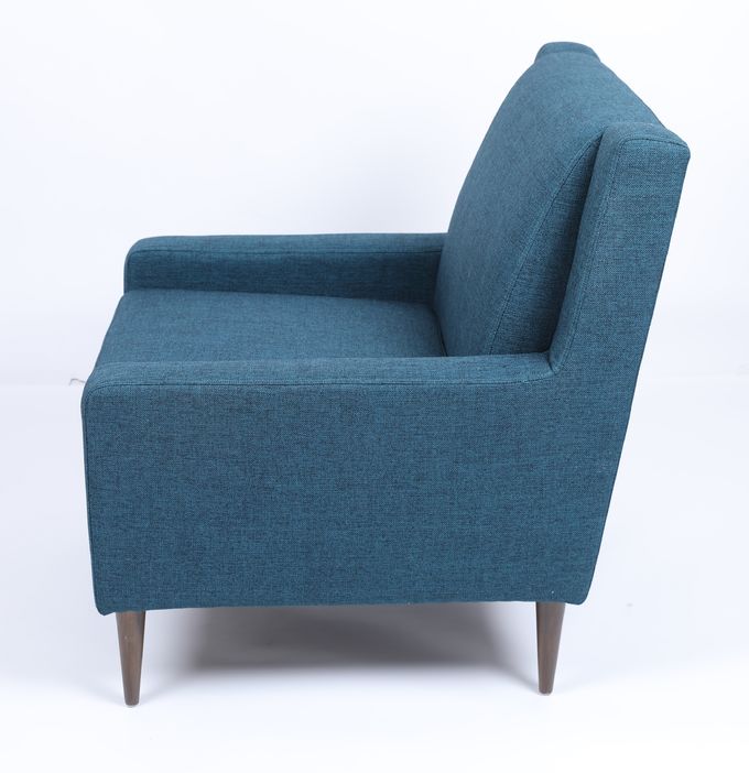 Butaca Sofa Wood Frame Modern Comfortable de la tela azul de la sala de estar sola 0