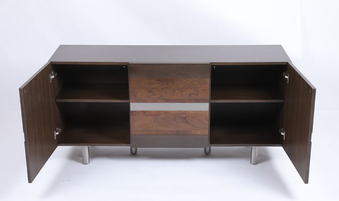 Gabinete de encargo del buffet de la sala de estar con el acero inoxidable de 3 puertas con base metálica 1