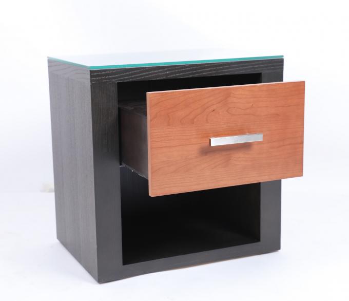 Manija de madera bicolor del hotel de la mesita de noche y casera del dormitorio de los muebles del metal 0