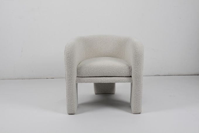 Acento perezoso del salón de las lanas del cordero de Sofa Cream White Boucle Chair de la lana de cordero solo 0