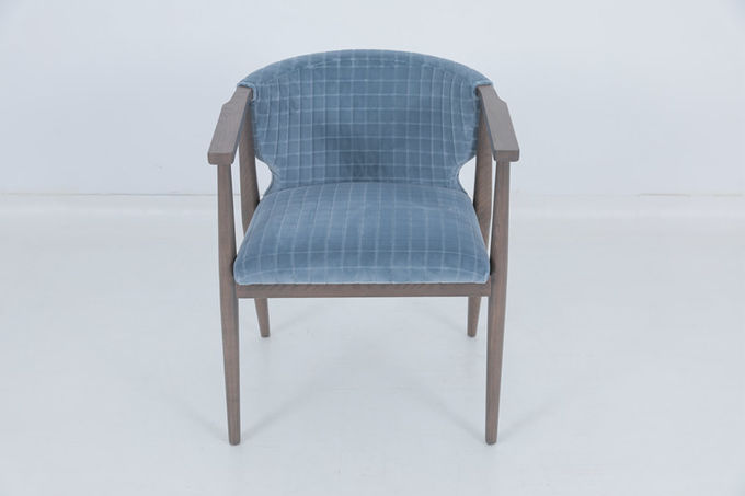 Sillones de comedor de hospitalidad de época silla de brazos azul de roble 1