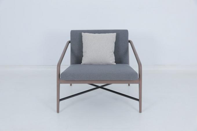 Sillones de comedor de hospitalidad de época Tapicería de madera Sillón de brazo gris 4
