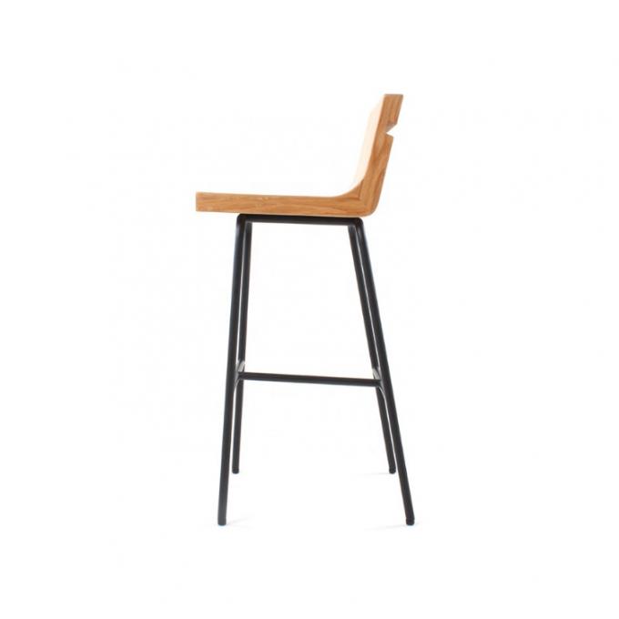 Manche el marco metálico moderno de la parte posterior de madera sólida de los taburetes de bar de la altura contraria baja de acero 1