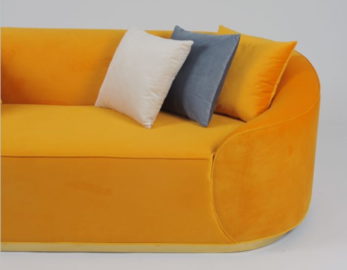 Terciopelo Sofa With Metal Base de la tela de la sala de estar 5
