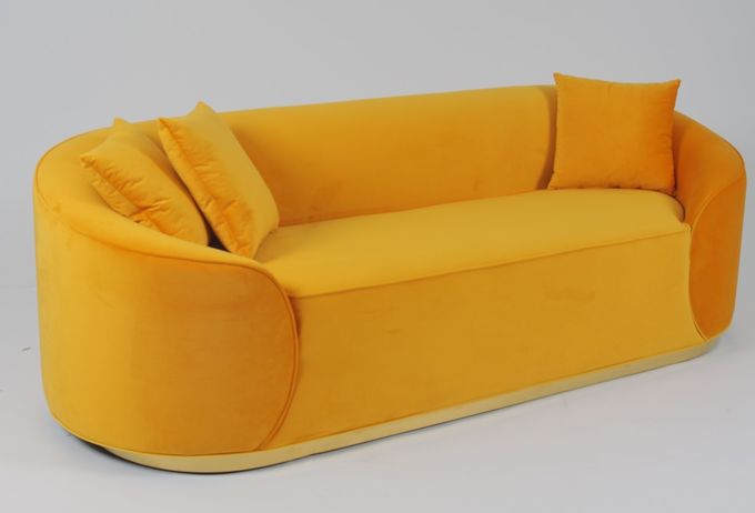 Terciopelo Sofa With Metal Base de la tela de la sala de estar 3