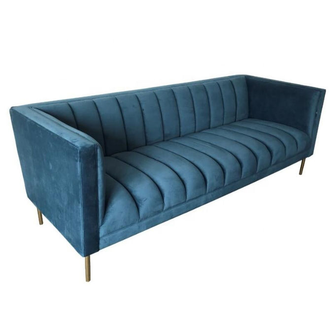 Blue Velvet empenachó 3 el sofá de la sala de estar de Seat 221x76x78cm 2